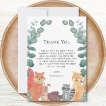 Woodland Animals Baby Dusche Danke Karte