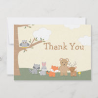 Woodland Animals Baby Dusche Danke Karte