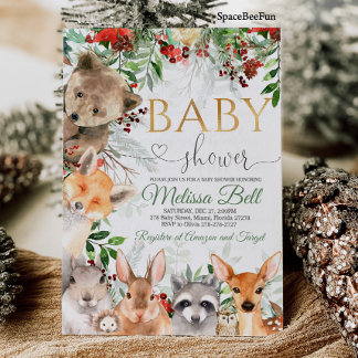 Woodland Animals Baby Dusche Einladung Wald