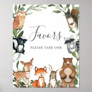 Woodland Animals Baby Dusche Favorit Schild