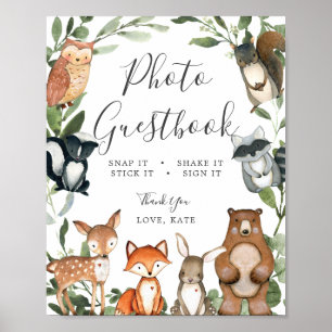 Woodland Animals Baby Dusche Foto Gästebuch Zeiche