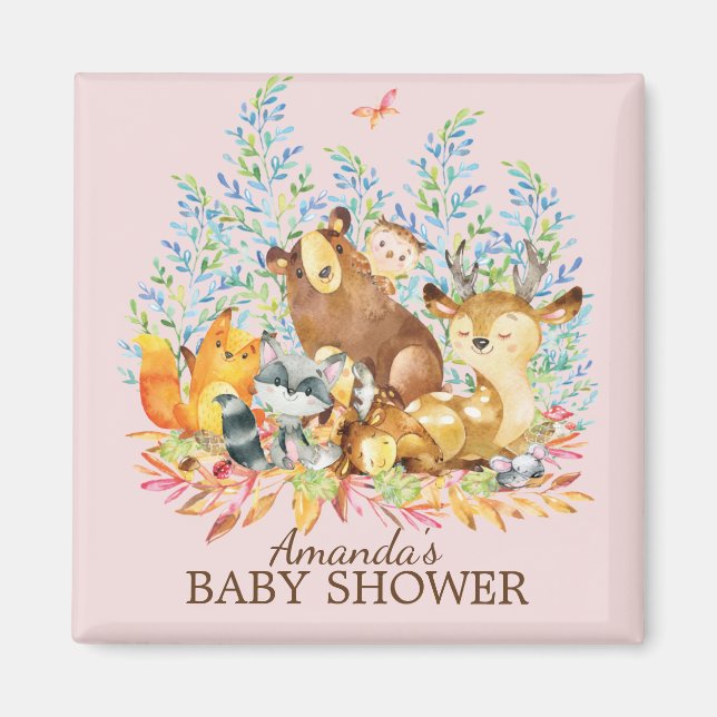Woodland Animals Baby Dusche Gefallen Magnet (Vorne)