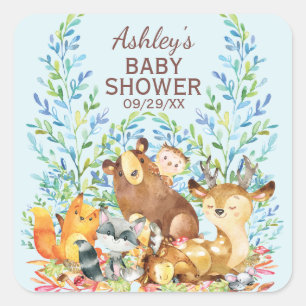 Woodland Animals Baby Dusche Gefallen Sticker
