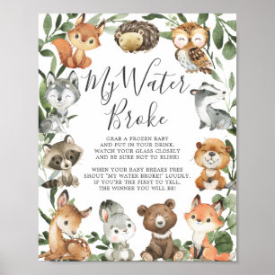 Woodland Animals Baby Dusche mein Wasserbroke Poster