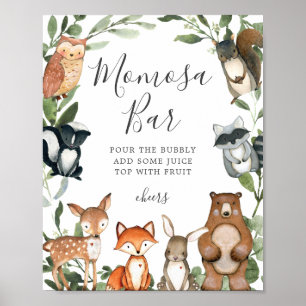 Woodland Animals Baby Dusche Mimosa Bar Zeichen Poster