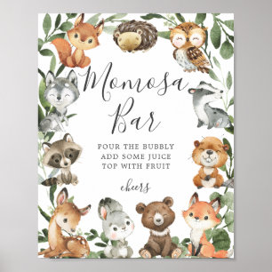 Woodland Animals Baby Dusche Mimosa Bar Zeichen Poster