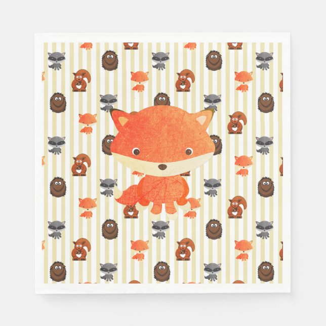 Woodland Animals Baby Dusche Napkins Serviette (Vorderseite)