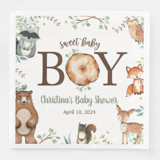 Woodland Animals Baby Dusche Napkins Serviette