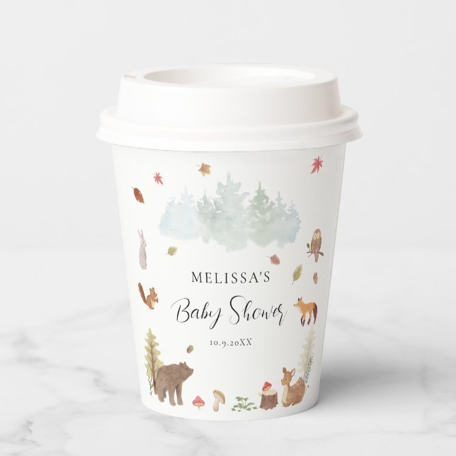 Woodland Animals Baby Dusche Party Pappbecher (Rückseite)