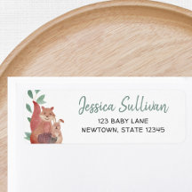 Woodland Animals Baby Dusche Rücksendeadresse