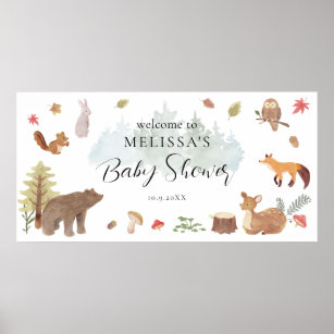 Woodland Animals Baby Dusche Willkommen Poster