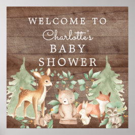 Woodland Animals Baby Dusche Willkommen Poster