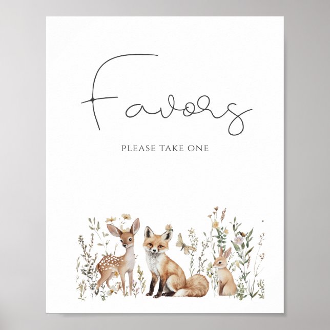 Woodland Animals Baby-Duschfavoriten Poster (Vorne)