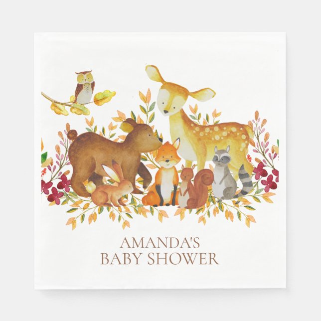 Woodland Animals Baby Duschpapier Napkins Serviette (Vorderseite)