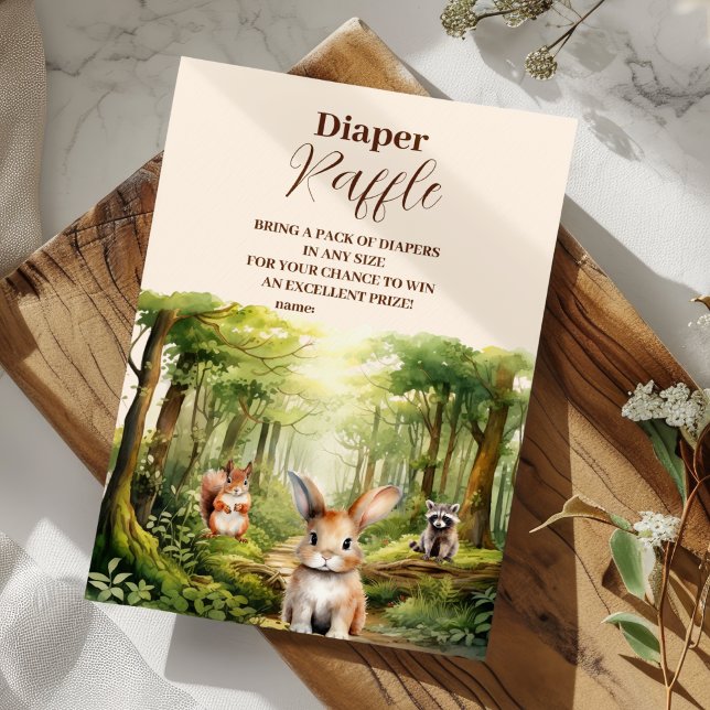 Woodland Animals Baby Duwer Raffle Diapper Begleitkarte (Von Creator hochgeladen)
