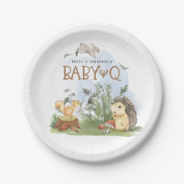 Woodland Animals Baby Q Backyard Babydusche Pappteller