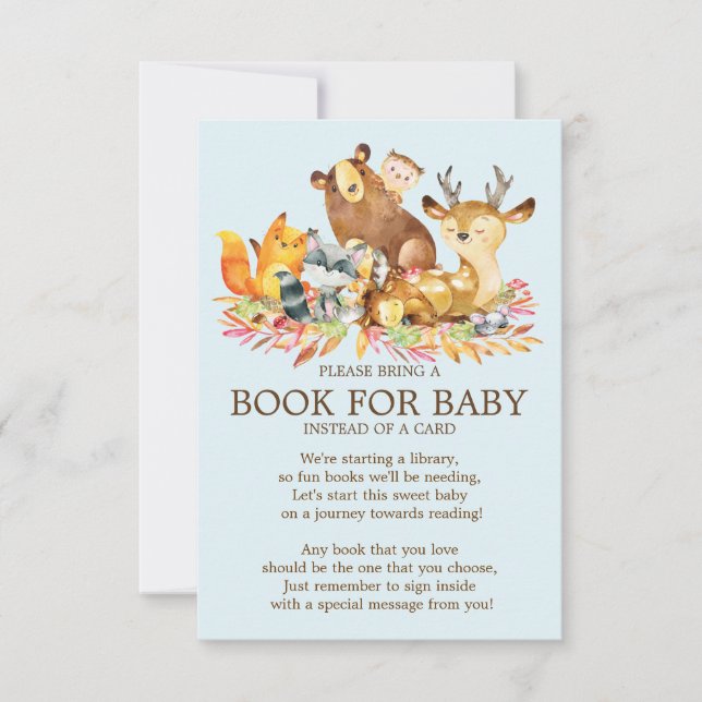 Woodland Animals Baby Showbook Einladung (Vorderseite)