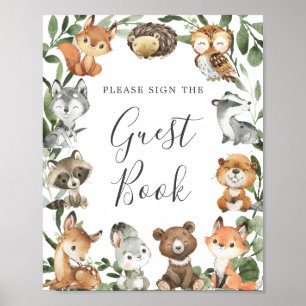 Woodland Animals Baby Showbook Gästebuch