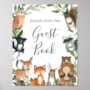 Woodland Animals Baby Showbook Gästebuch