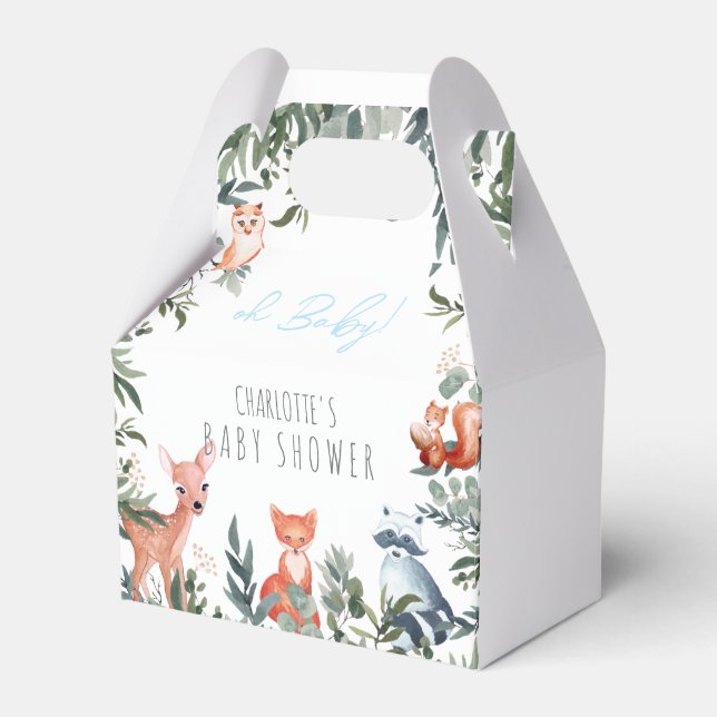 Woodland Animals Baby Showboy Favor Box Geschenkschachtel (Vorderseite)