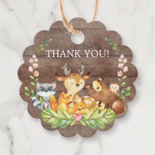 Woodland Animals Baby Showdusche Gefallen Tag Geschenkanhänger
