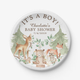 Woodland Animals Baby Shower 7" Plättchen Pappteller