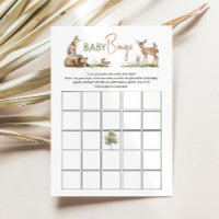 Woodland Animals Baby Shower Baby Bingo Card