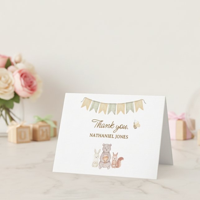 Woodland Animals Baby Shower Dankeskarte (Woodland Animals Baby Shower Thank you card)