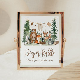 Woodland Animals Baby Shower Diaper Raffle Sign Poster