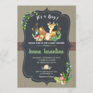 Woodland Animals Baby Shower Einladung Junge