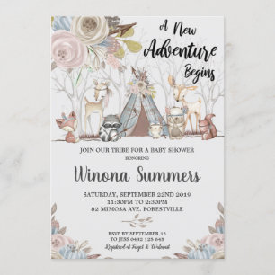Woodland Animals Baby Shower Einladungen Tribal