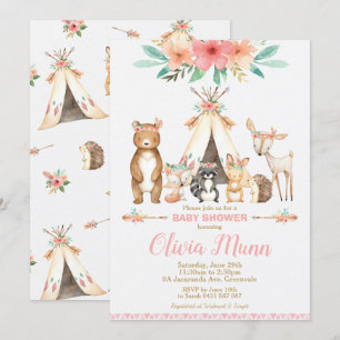 Woodland Animals Baby Shower Forest Animal Girl Einladung