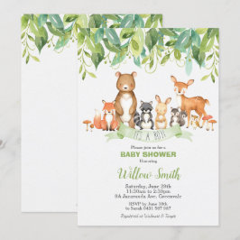 Woodland Animals Baby Shower Forest Grüne Junge Einladung