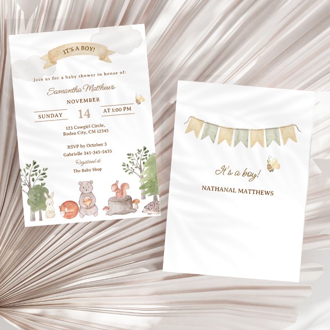 Woodland Animals Baby Shower Invitation Einladung (Woodland Animals Baby Shower Invitation)