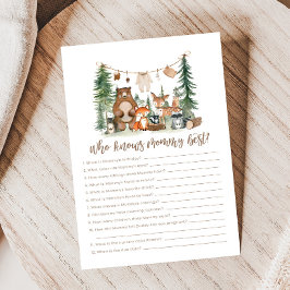Woodland Animals Baby Shower Who Knows Mommy Game