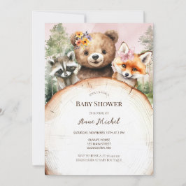Woodland Animals Babydusche Einladung