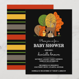 Woodland Animals Babydusche Einladung