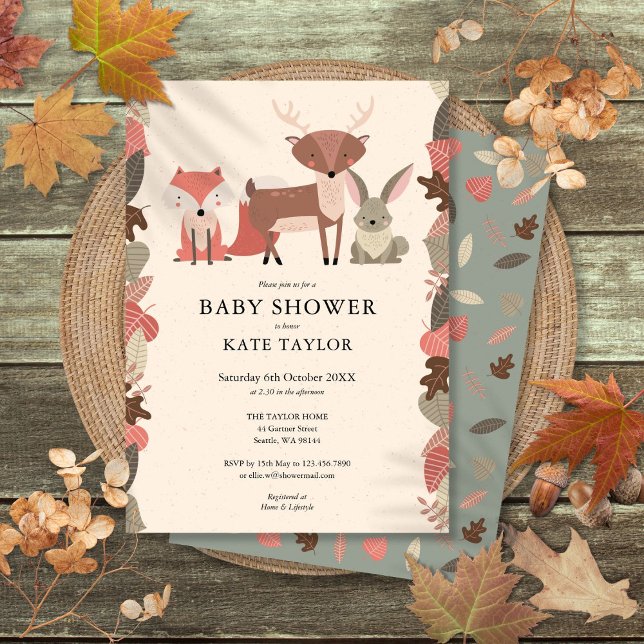 Woodland Animals Babydusche Einladung (Woodland Animals Baby Shower Invitation)