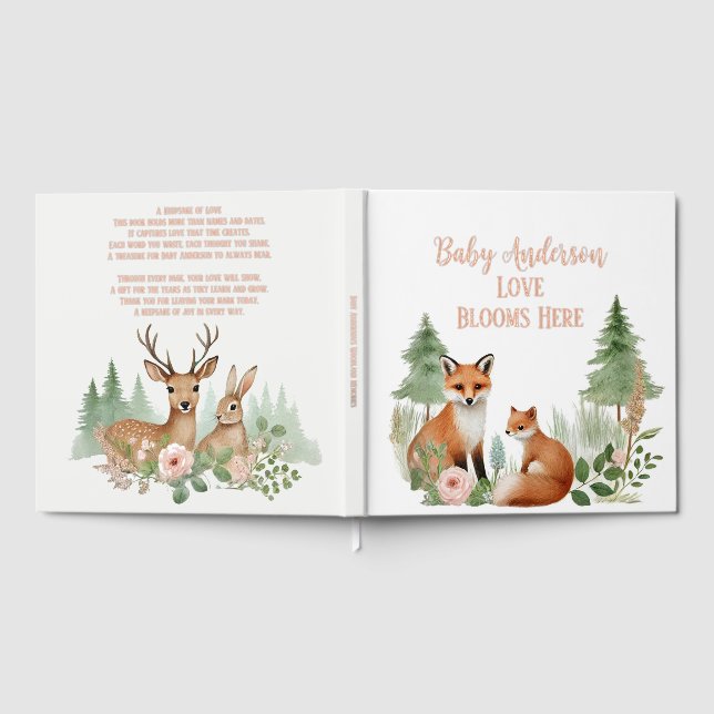 Woodland Animals Babydusche Gästebuch (Voll)
