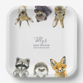 Woodland Animals Babydusche Pappteller