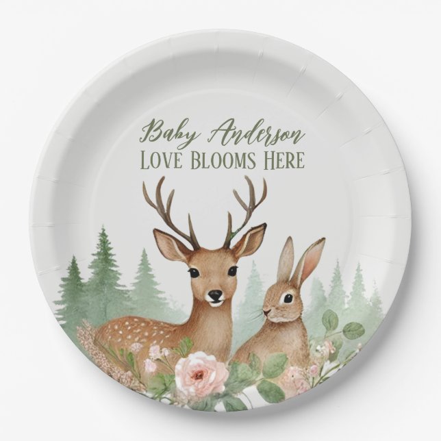 Woodland Animals Babydusche Pappteller (Vorderseite)