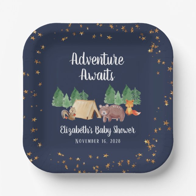 Woodland Animals Babydusche Pappteller (Vorderseite)