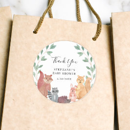 Woodland Animals Babydusche Runder Aufkleber