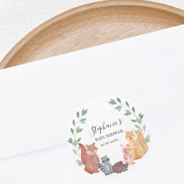 Woodland Animals Babydusche Runder Aufkleber