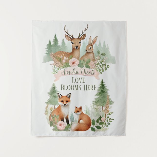 Woodland Animals Babydusche Wandteppich (Vorderseite)