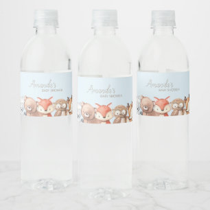 Woodland Animals Babydusche Wasserflaschenetikett