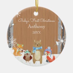 Woodland Animals Baby's First Christmas Keramik Ornament