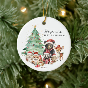 Woodland Animals Baby's First Christmas Keramik Ornament