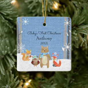 Woodland Animals Baby's First Christmas Keramikornament