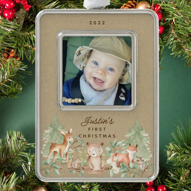 Woodland Animals Baby's First Rahmen-Ornament Silber (Von Creator hochgeladen)